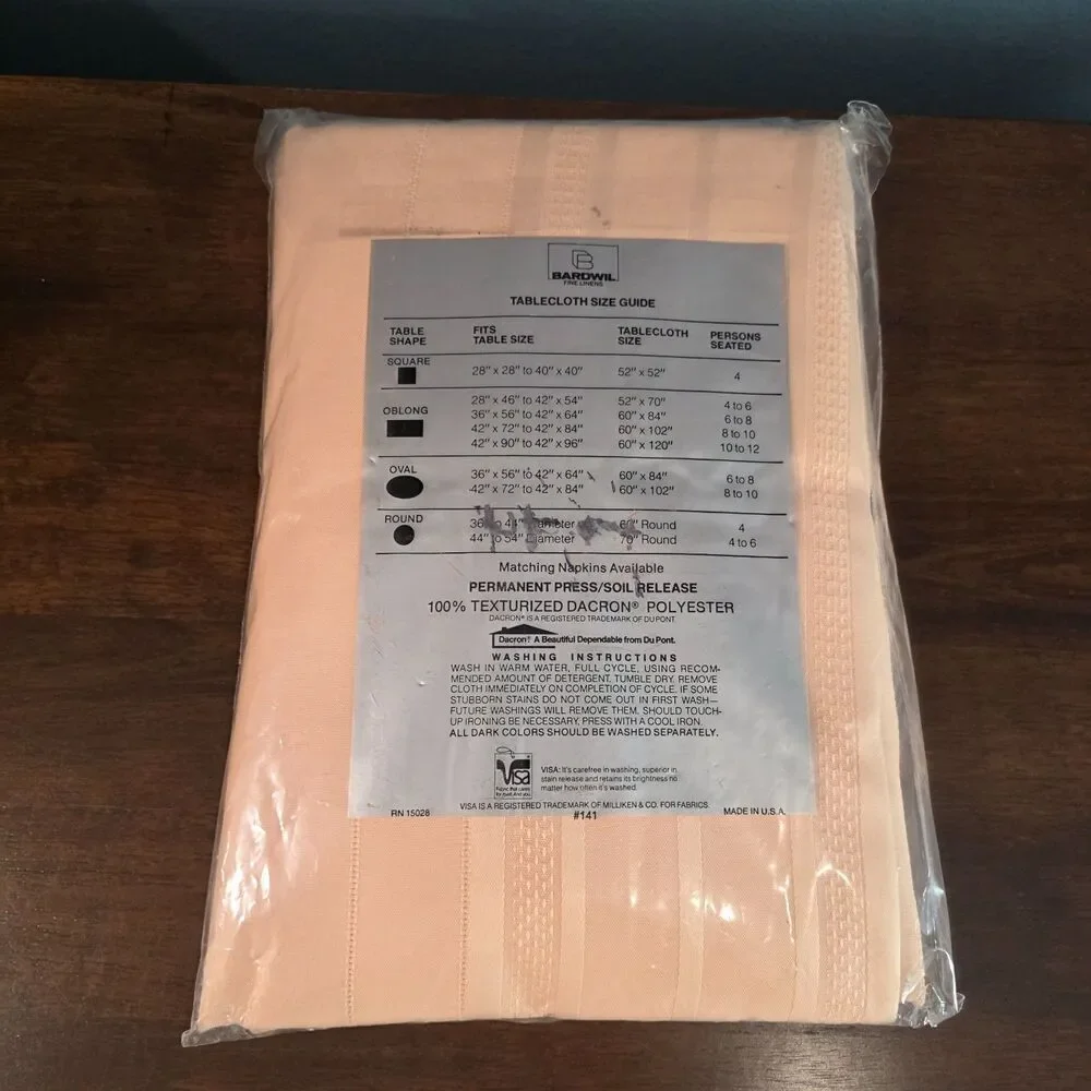 VTG Bardwil Fine Linens Tablecloth Satin Stripe SALMON PINK 60